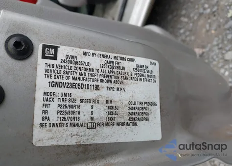 2005 Chevrolet Venture Ls из США, поврежденный, VIN 1GNDV23E05D101195